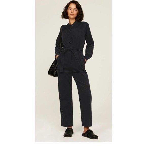 A.P.C. Pants - RTR Sz 38 US 6 A.P.C dark navy blue corduroy Justine jumpsuit 1 PC long sleeve